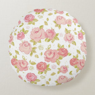 Eleganztapetenmuster von rosa Rosen 3 Rundes Kissen