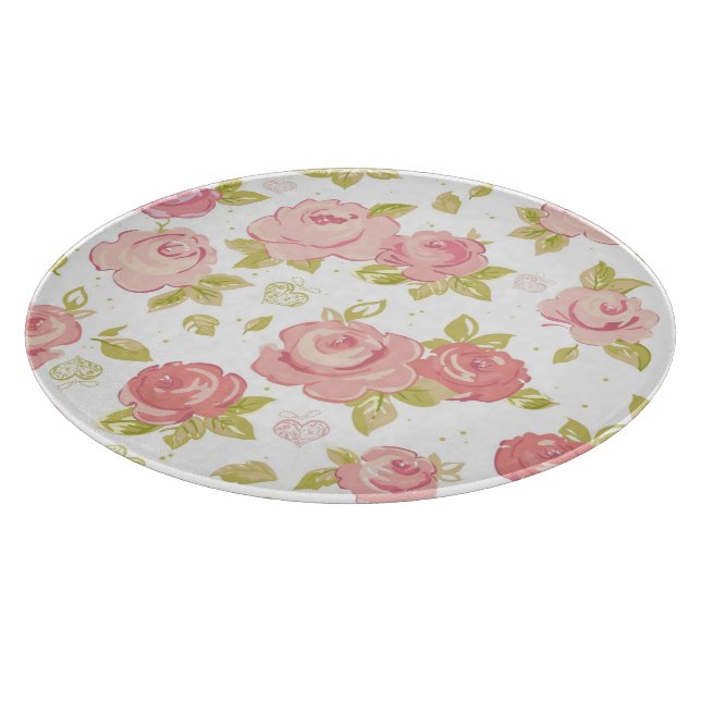 Eleganztapetenmuster von rosa Rosen 3 Schneidebrett (Ecke)