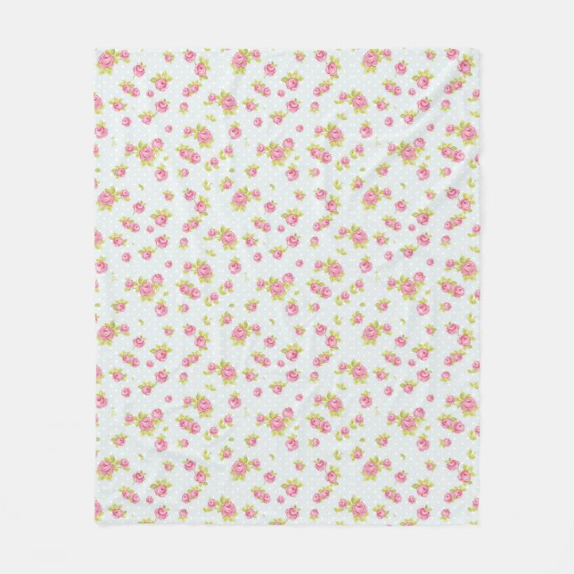 Eleganztapetenmuster von rosa Rosen 4 Fleecedecke (Vorderseite)
