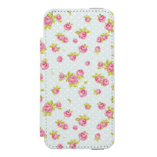 Eleganztapetenmuster von rosa Rosen 4 Incipio Watson™ iPhone 5 Geldbörsen Hülle