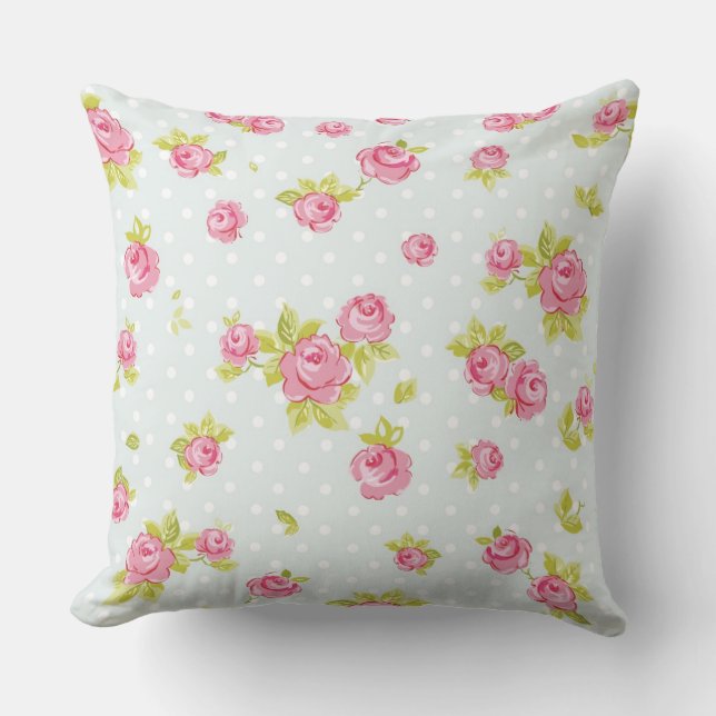 Eleganztapetenmuster von rosa Rosen 4 Kissen (Vorderseite)