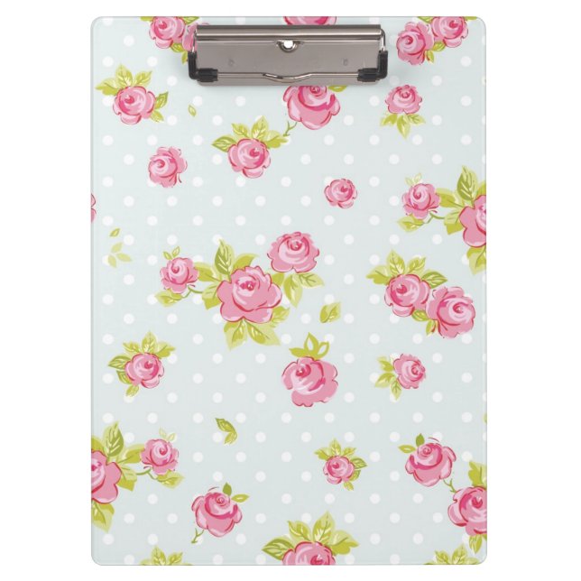 Eleganztapetenmuster von rosa Rosen 4 Klemmbrett (Vorderseite)