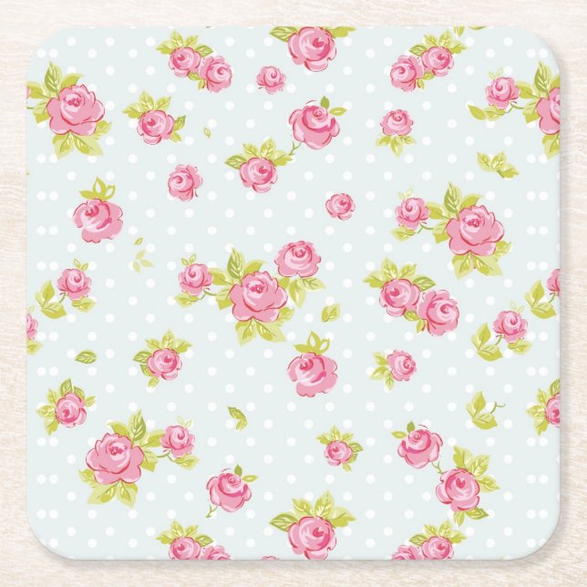 Eleganztapetenmuster von rosa Rosen 4 Rechteckiger Pappuntersetzer (Vorderseite)
