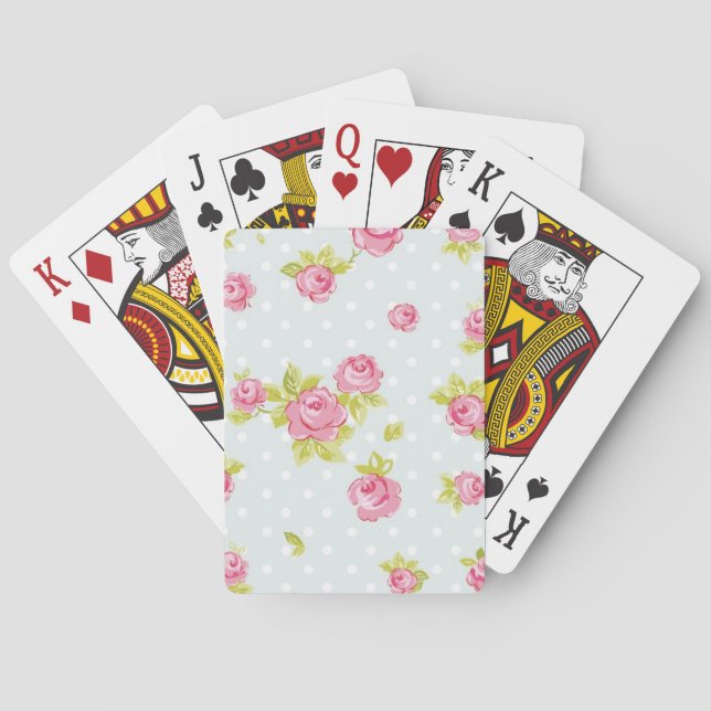 Eleganztapetenmuster von rosa Rosen 4 Spielkarten (Rückseite)
