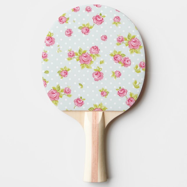 Eleganztapetenmuster von rosa Rosen 4 Tischtennis Schläger (Vorderseite)