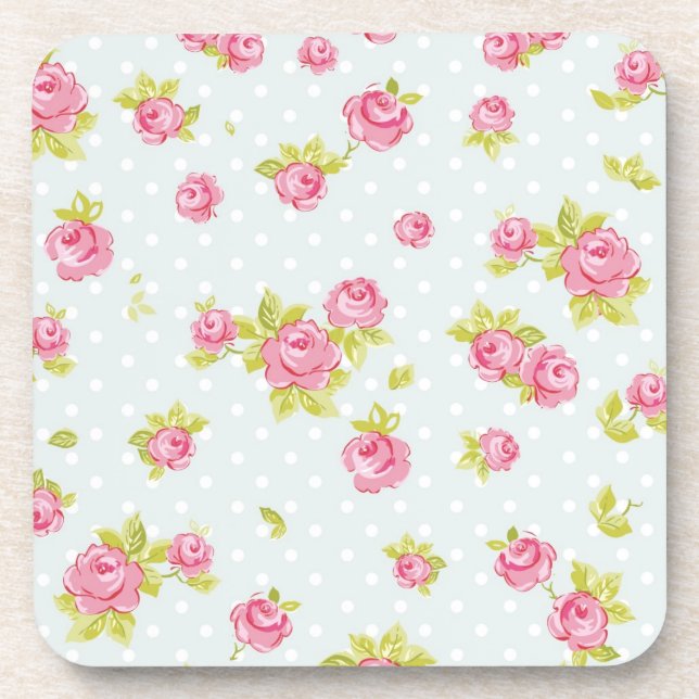 Eleganztapetenmuster von rosa Rosen 4 Untersetzer (Vorderseite)