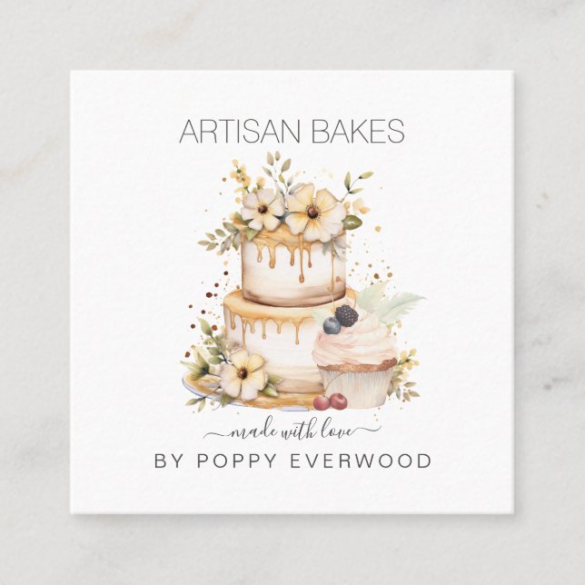 Elegatcake Baker Konditorei Koch Quadratische Visitenkarte (Vorderseite)