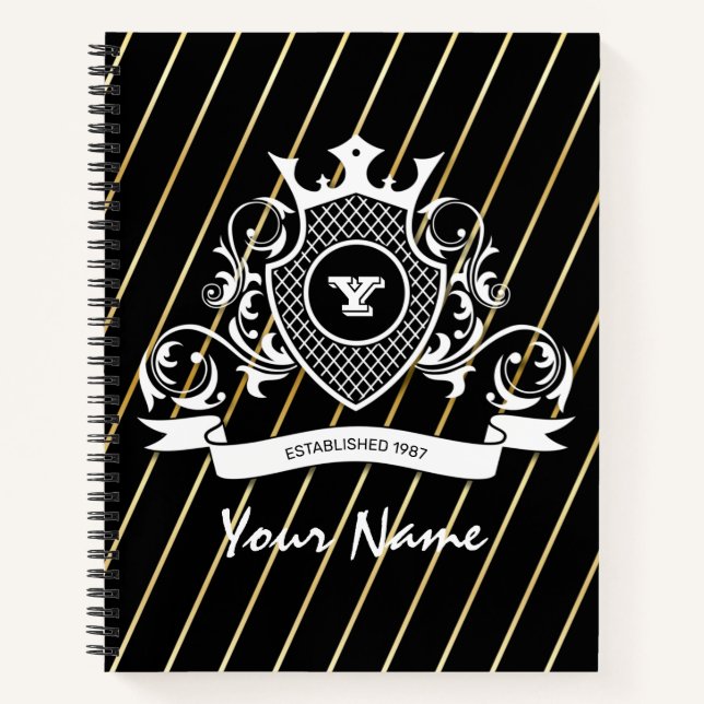 Elegenat White Monagram Fashional Notizbuch (Vorderseite)