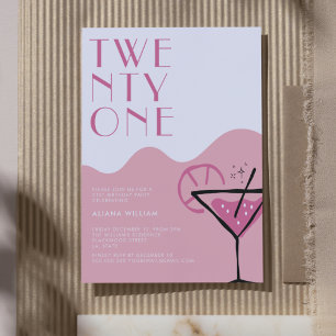 Elegent Chic Pink Cocktail 21. Geburtstag Einladung