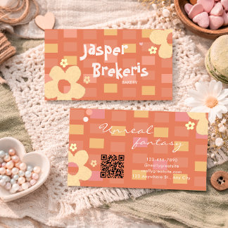 Elegent Retro Chic Orange Daisy Cute Visitenkarte