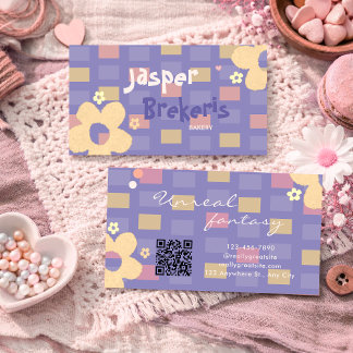 Elegent Retro Chic Purple Daisy Cute Visitenkarte