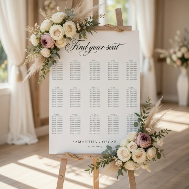 Elegenter minimalistischer Hochzeitssitzplan Poster (Von Creator hochgeladen)