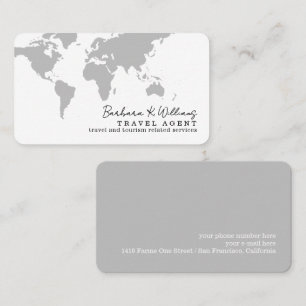 Elegenter Reisebüro-Assistent graue Weltkarte Visitenkarte