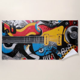 Elegische Pop-Art-Rockmusik-Gitarre im Streetstyle Strandtuch