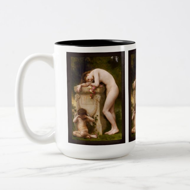 Elegy von William Adolphe Bouguereau Zweifarbige Tasse (Links)