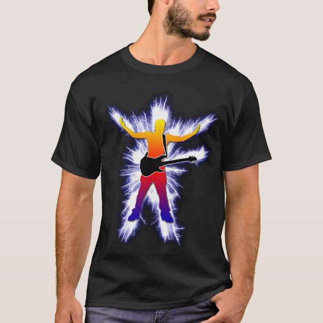 Elektrifizierende Bass-Spieler-Grafik T-Shirt (Vorderseite)