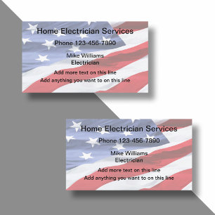 Elektriker Amerikanische Flagge Zweiseitige Visite Visitenkarte