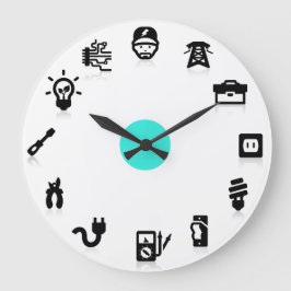 Elektriker-Elektroarbeit-Ikonen-Wanduhr Große Wanduhr