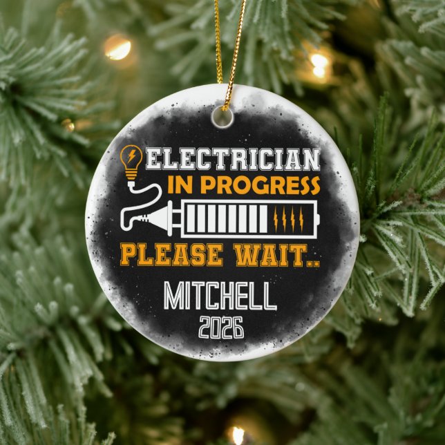 Elektriker in Ausbildung Abschluss Keramik Ornament (Baum)