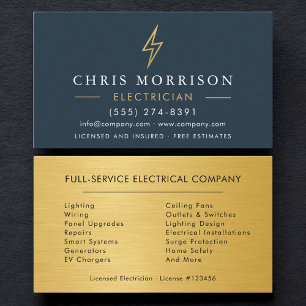 Elektriker Industrie Gold Handwerker Auftragnehmer Visitenkarte