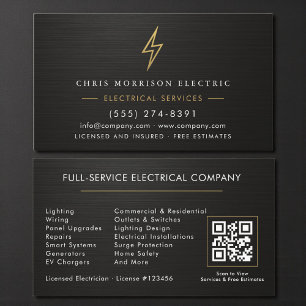 Elektriker Metallisch Schwarz Gold Elektro-Service Visitenkarte
