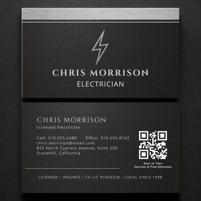 Elektriker Metallischer QR-Code Visitenkarte (Von Creator hochgeladen)