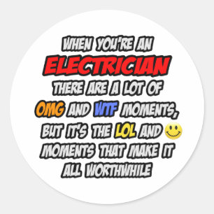 Elektriker .. OMG WTF LOL Runder Aufkleber