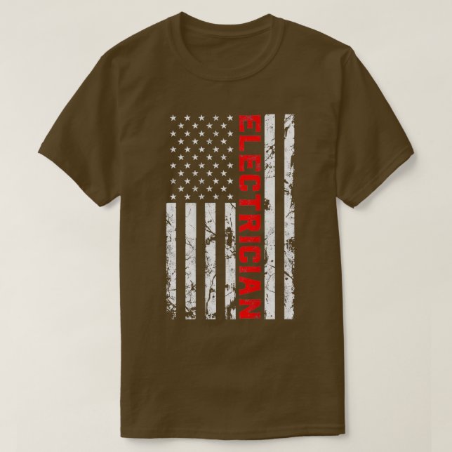 Elektriker Patriotic American Flag Electrician T-Shirt (Design vorne)