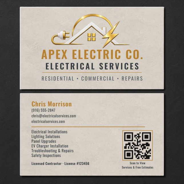 Elektriker QR Code Professional Visitenkarte (Von Creator hochgeladen)
