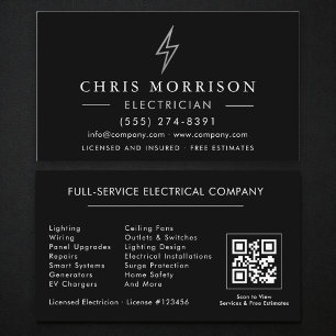 Elektriker QR-Code Schwarz Silber Visitenkarte