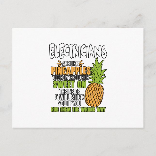 Elektriker sind wie Ananas. Ankündigungspostkarte (Vorderseite)