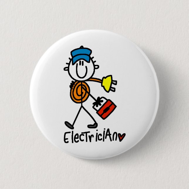 Elektriker-Strichmännchen Button (Vorderseite)