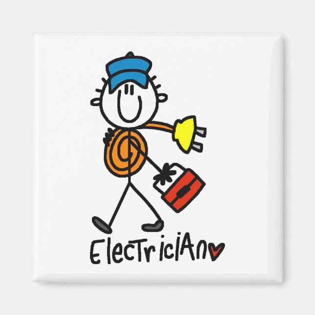 Elektriker-Strichmännchen Magnet (Vorne)