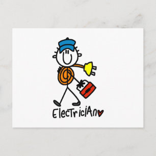 Elektriker-Strichmännchen Postkarte
