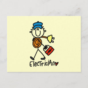 Elektriker-Strichmännchen Postkarte
