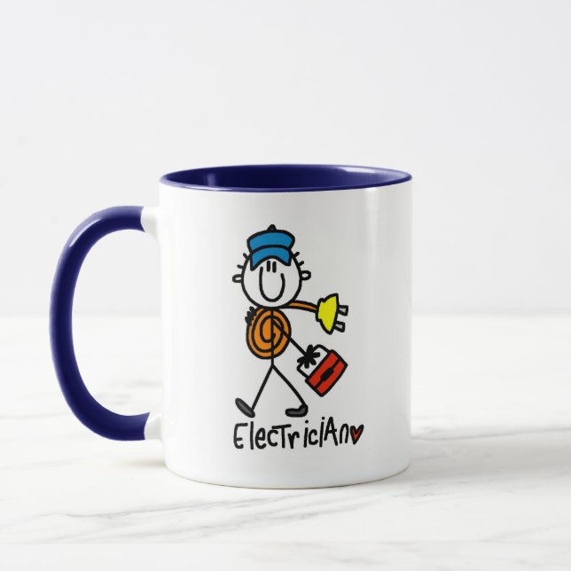 Elektriker-Strichmännchen Tasse (Links)