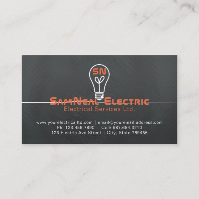 Elektrikerglühlampen-Logoentwurf Visitenkarte (Vorderseite)