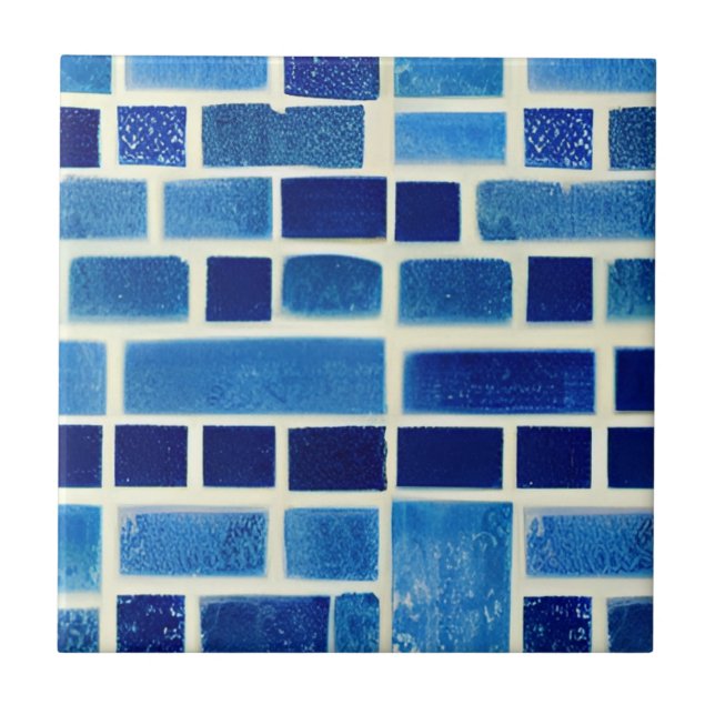 Elektrisch blaue Fliesen geometrische Kunst weiß (Vorderseite)