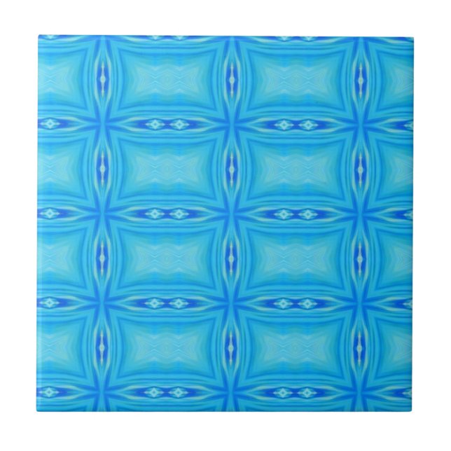 Elektrisch blaue geometrische Kunst Fliese (Vorderseite)