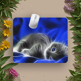 Elektrisch blaue Glühkatze Abstrakt Mousepad