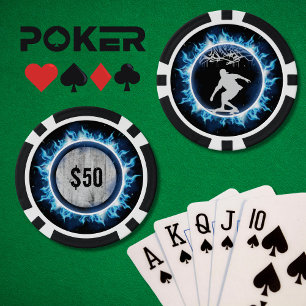 Elektrisch Blauer Skater-Spiel-Pokerchip Pokerchips