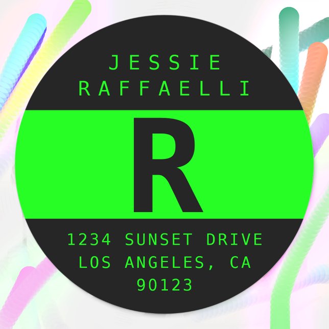 Elektrisch-grüne moderne Rücksendeadresse Runder Aufkleber (Von Creator hochgeladen)