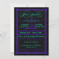 Elektrische Aquamarine und Lila Poster-Hochzeit