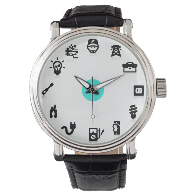 Elektrische Arbeitssymbole Blue Dot Watch Armbanduhr (Vorderseite)