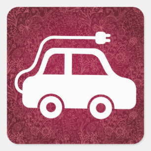 Elektrische Automobil-Piktogramm Quadratischer Aufkleber