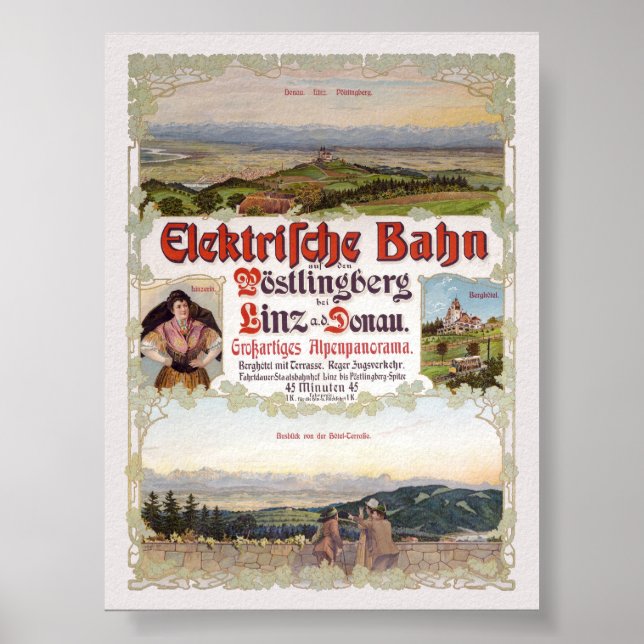 Elektrische Bahn Austria Vintage Poster 1902 (Vorne)