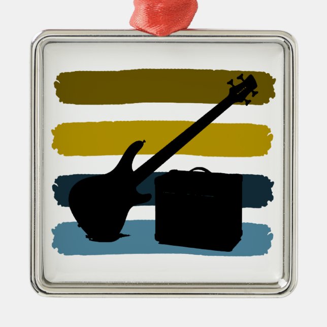Elektrische Bass-Weihnachtsverzierung Silbernes Ornament (Vorne)