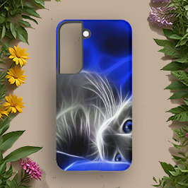 Elektrische blaue Katze | Glassender Abstrakter Fa Samsung Galaxy Hülle