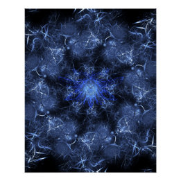 Elektrische Blaue Plasma-Fraktal-Kunst Poster