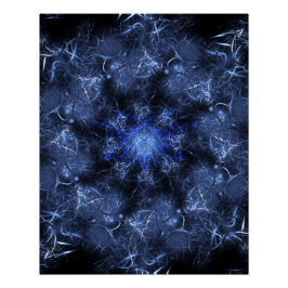 Elektrische Blaue Plasma-Fraktal-Kunst Poster